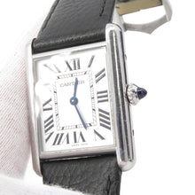 将图像加载到图库查看器中，CARTIER Tank must LM 未 Stainless Steel Leather Silver DialWSTA0041
