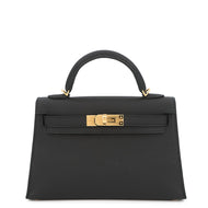 HERMES Mini Kelly 2 Black Epsom