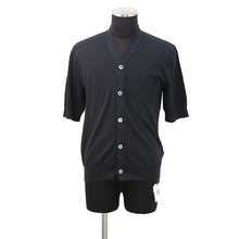 将图像加载到图库查看器中，HERMES Short-sleeved cardigan 《H Baltack》 Size S Navy Cotton100%
