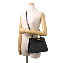 Load image into Gallery viewer, HERMES Kelly Sellier Black Box Calf Leather Size 25
