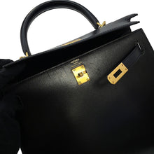 Load image into Gallery viewer, HERMES Kelly Sellier Black Box Calf Leather Size 25
