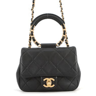 CHANEL Matelasse Top Handle Mini Flap Bag BlackAS1357 Lambskin