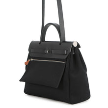 将图像加载到图库查看器中，HERMES Herbag Zip SPO Black Toile Officier Vache Hunter Leather Size PM
