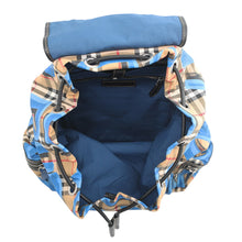 将图像加载到图库查看器中，BURBERRY Check Pattern Graffiti Backpack Blue/Antique yellow4076962 Nylon Leather
