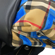 将图像加载到图库查看器中，BURBERRY Check Pattern Graffiti Backpack Blue/Antique yellow4076962 Nylon Leather
