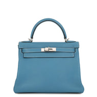 HERMES Kelly Retourne Blue Jean Evergrain Size 28