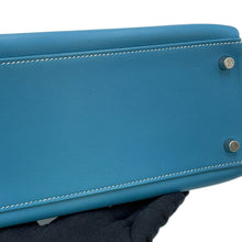 将图像加载到图库查看器中，HERMES Kelly Retourne Blue Jean Evergrain Size 28
