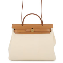 将图像加载到图库查看器中，HERMES Herbag Zip Le Tourne Beton/Natural Sable Toile H Vache Hunter Leather Size PM
