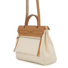 将图像加载到图库查看器中，HERMES Herbag Zip Le Tourne Beton/Natural Sable Toile H Vache Hunter Leather Size PM
