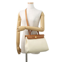 将图像加载到图库查看器中，HERMES Herbag Zip Le Tourne Beton/Natural Sable Toile H Vache Hunter Leather Size PM
