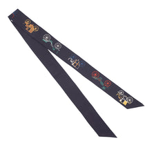 Load image into Gallery viewer, HERMES Twilly Long Twilly A to Berlin Blue・Noir/MulticolorH854175S Silk100%
