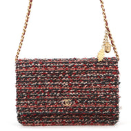 CHANEL Chain wallet Red/MulticolorAP0250 Tweed