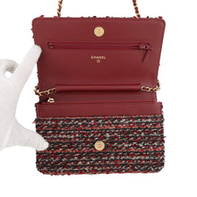 将图像加载到图库查看器中，CHANEL Chain wallet Red/MulticolorAP0250 Tweed
