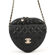 CHANEL Matelasse Heart Shape Chain Shoulder BlackAS3191-B07958-94305 Lambskin