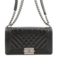 CHANEL Boy Chanel ChainShoulder Bag BlackA67086 Patent Leather Size 25