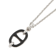 HERMES Maillon Necklace Black Lacquer Metal