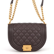 CHANEL Boy Chanel ChainShoulder Bag BrownAS3350 Caviar Leather