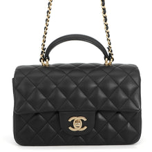 将图像加载到图库查看器中，CHANEL Matelasse Top Handle Mini Flap Bag BlackAS2431 Lambskin
