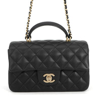 CHANEL Matelasse Top Handle Mini Flap Bag BlackAS2431 Lambskin