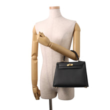 Load image into Gallery viewer, HERMES Kelly Sellier Black Epsom Size 25
