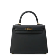 HERMES Kelly Sellier Black Epsom Size 25
