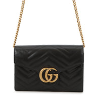 GUCCI GG Marmont Chain wallet Black474575 Leather