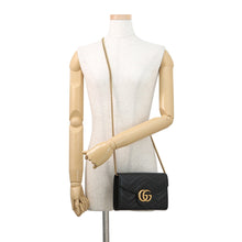 Load image into Gallery viewer, GUCCI GG Marmont Chain wallet Black474575 Leather

