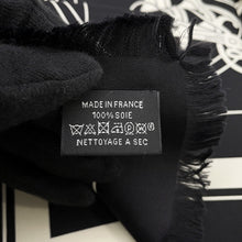 将图像加载到图库查看器中，HERMES Carre H EX-LIBRIS Fringe Size 80 Black/White Silk100%
