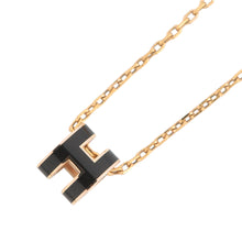 将图像加载到图库查看器中，HERMES Pop Ash Necklace Size Mini Black Lacquer Gold Plated

