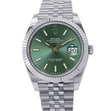 将图像加载到图库查看器中，ROLEX Datejust W41mm Stainless Steel K18WG Mint Green Dial126334
