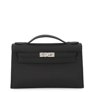 HERMES PochetteKelly Black Swift Leather