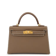 HERMES Mini Kelly 2 Etoupe Epsom