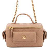 CHANEL Matelasse 2WAY vanity bag Jasmin FlowerAP3017 Caviar Leather