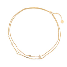 将图像加载到图库查看器中，Dior PETIT CD Double Necklace GoldN1155PMTCY Metal Rhinestone
