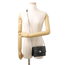 将图像加载到图库查看器中，JIMMY CHOO Star Studded Chain Shoulder Bag Black Croco embossed leather
