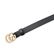 Load image into Gallery viewer, GUCCI GG Marmont Belt Size 75 Black476342 Leather Faux Pearl

