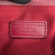 Load image into Gallery viewer, DOLCE&amp;GABBANA Logo Studded 2WAY Pouch Bordeaux Velour
