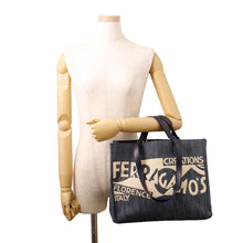 Load image into Gallery viewer, Ferragamo Logo 2-Way Denim Tote Bag Blue Cotton
