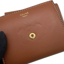 将图像加载到图库查看器中，CELINE Triomphe Tri-fold Compact Wallet Brown10D783 Leather
