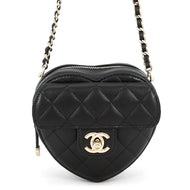 CHANEL Matelasse Heart Chain Shoulder Bag BlackAP2784 Lambskin