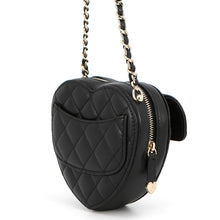 Load image into Gallery viewer, CHANEL Matelasse Heart Chain Shoulder Bag BlackAP2784 Lambskin
