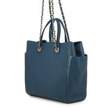 Load image into Gallery viewer, CHANEL Matelasse 2WAY Chain Tote Bag BlueAS0356 Leather
