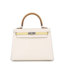 Load image into Gallery viewer, HERMES Kelly Sellier tricolor Nata / Jaune Poussin / Sesame Epsom Size 25
