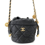 CHANEL Matelasse CC Logo Chain Mini Pouch BlackAP3111 Caviar Leather