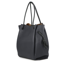 将图像加载到图库查看器中，LOEWE Flamenco Knot Tote Bag Midnight Blue/Black321.12.T30 Leather Size Large
