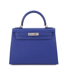 将图像加载到图库查看器中，HERMES Kelly Sellier Blue Electric Epsom Size 28
