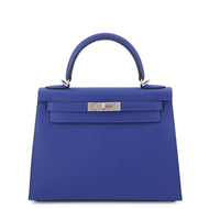 HERMES Kelly Sellier Blue Electric Epsom Size 28