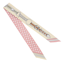 Load image into Gallery viewer, HERMES Twilly Grand Tralala Rose Poudre/Jaune Pale/Gris Pearl Silk100%
