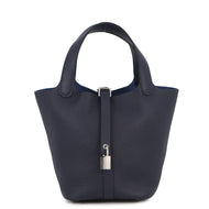HERMES Picotin Lock Blue Nuit Taurillon Clemence Size PM