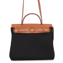 将图像加载到图库查看器中，HERMES Herbag zip Black/Natural Toile Military Vache Hunter Leather Size PM
